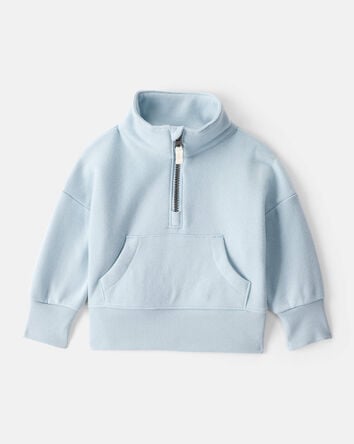 Baby Girl Long-Sleeve Quarter-Zip Pullover Sweatshirt - Blue, 