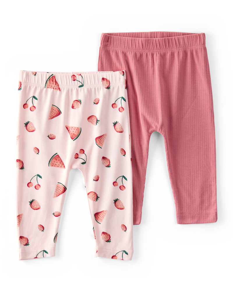 Baby 2-Pack PurelySoft Pull-On Pants - Pink, image 1 of 7 slides