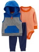 Blue/Grey - Baby 3-Piece Little Vest Set