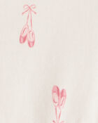 Baby Girl Ballet Slipper Print Long-Sleeve Dress - Ivory, image 3 of 4 slides