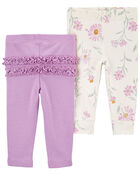 2-Pack Floral Pull-On Pants, image 1 of 3 slides