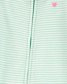 Baby Girl Striped Snug Fit Cotton Footie 1-Piece Pajamas - Green, image 2 of 4 slides