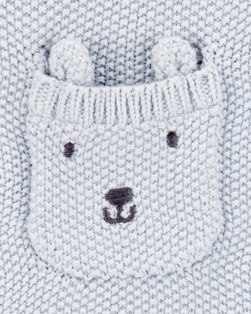 Baby Solid Cotton Romper - Blue, image 2 of 3 slides