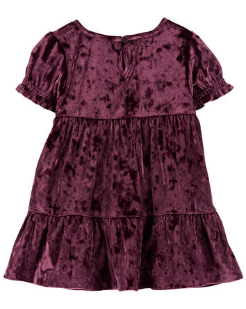 Baby Velour Puff Sleeve Dress, 