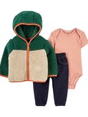 Multi - Baby 3-Piece Sherpa Jacket Set