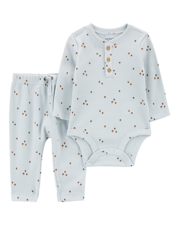 Baby 2-Piece Acorn Print Thermal Bodysuit Pant Set, 