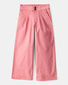 Kid Twill Wide Leg Pants - Pink, image 1 of 4 slides