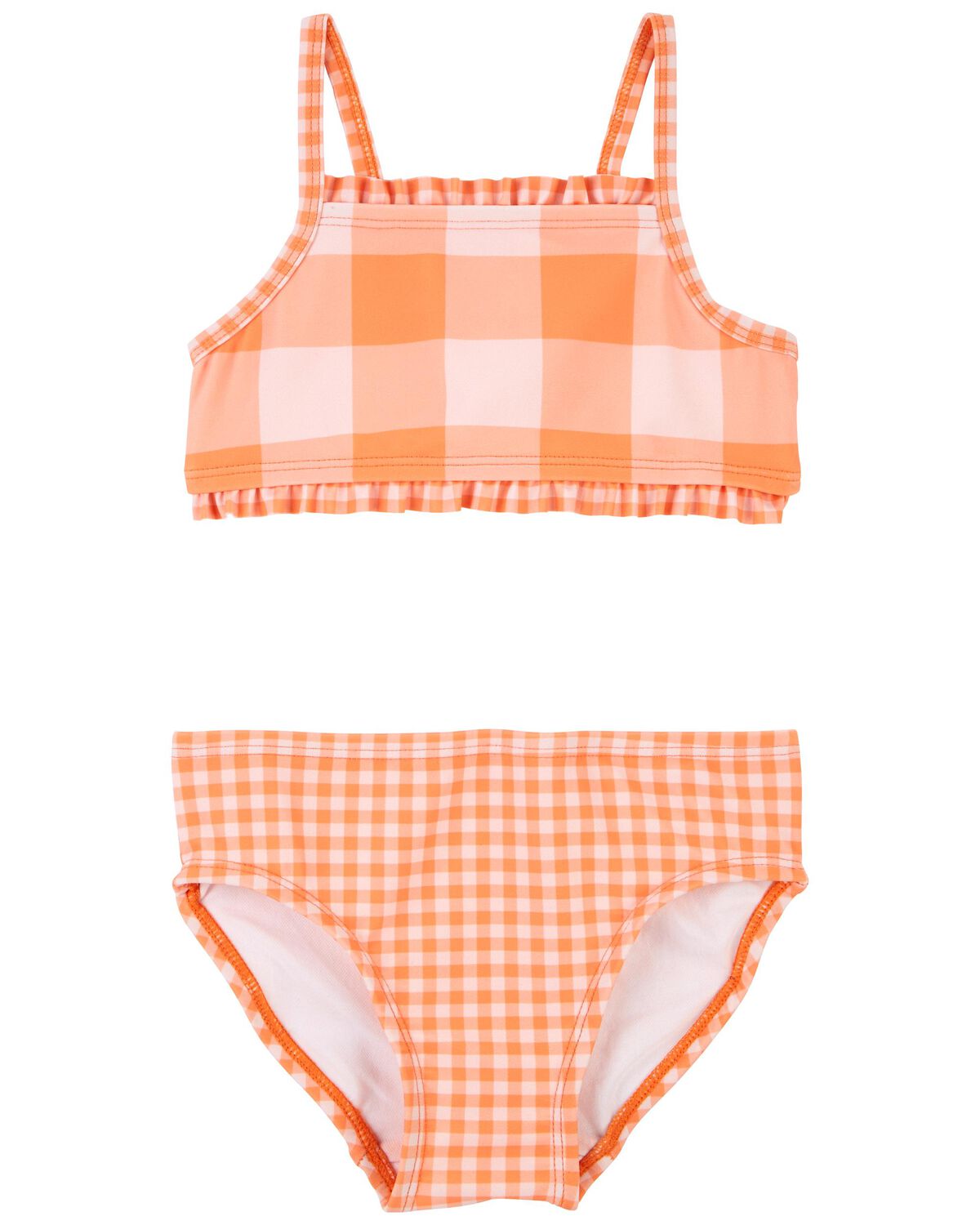 Orange Toddler Gingham Ruffle 2Piece Bikini