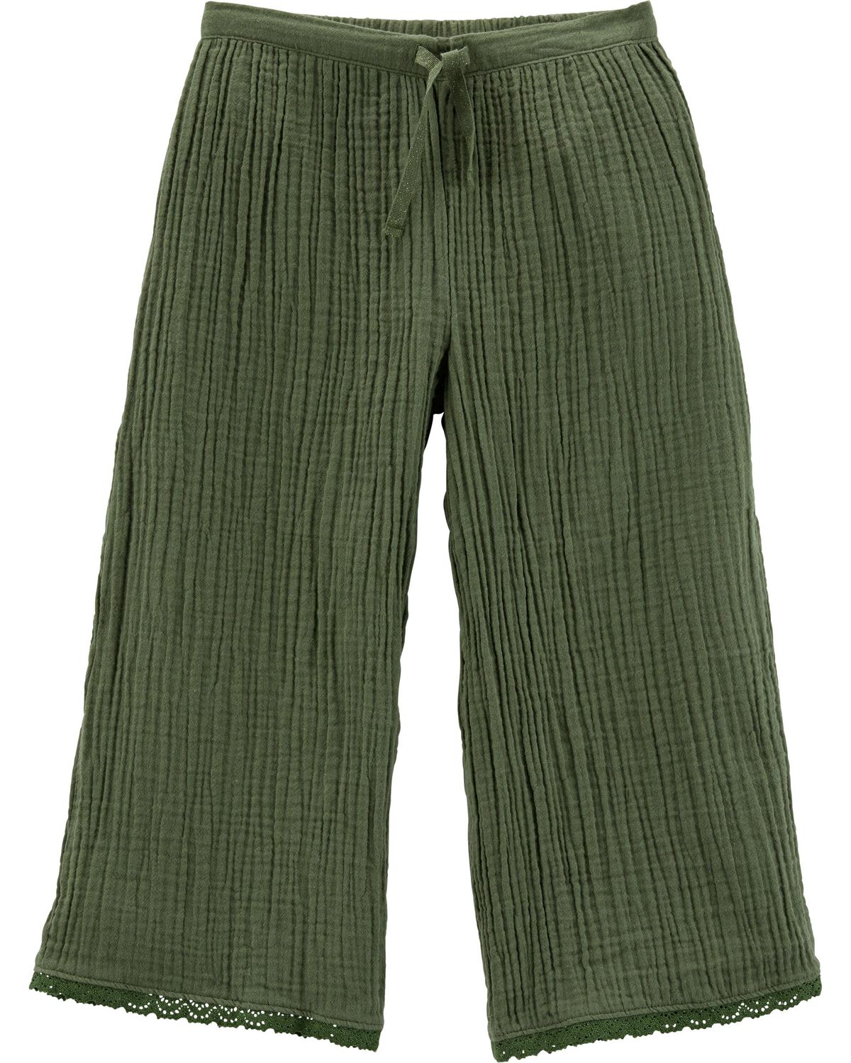 Pull-On Crinkle Gauze Crop Pants