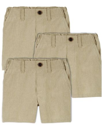 Toddler 3-Pack Lightweight Uniform Shorts in Quick Dry Active Poplin, 