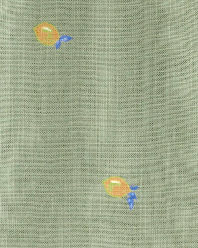 Baby Lemon Print Button-Front Romper, image 2 of 3 slides