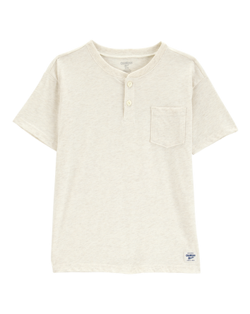 Kid Pocket Henley Tee - Cream, 
