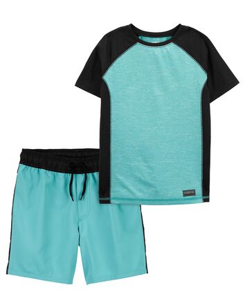 Kid 2-Piece Sporty Tee & Shorts in Moisture Wicking Active Jersey, 