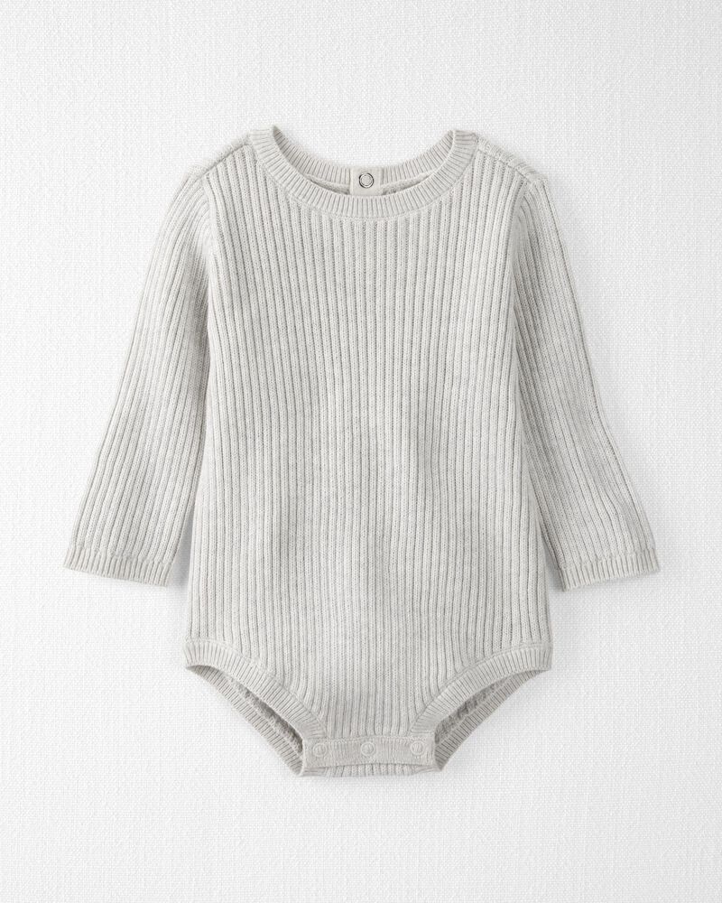 Baby Organic Cotton Rib Sweater Knit Bodysuit, image 1 of 4 slides