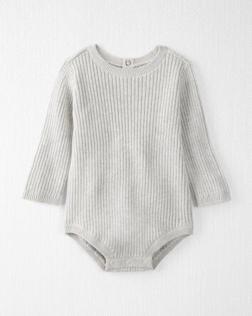 Baby Organic Cotton Rib Sweater Knit Bodysuit, 