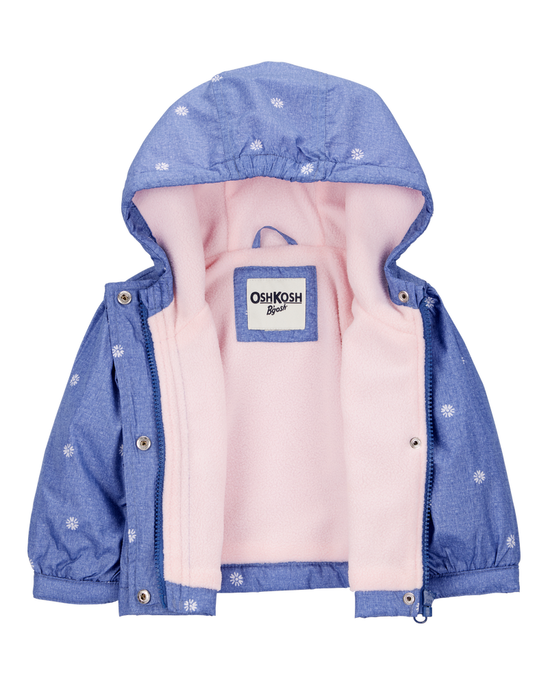 Baby Girl Daisy-Print Chambray Jacket - Blue, image 2 of 3 slides