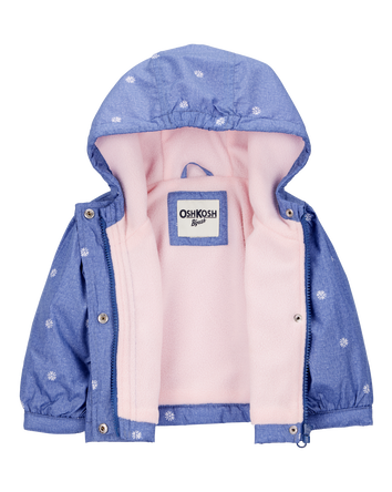 Baby Girl Daisy-Print Chambray Jacket - Blue, 