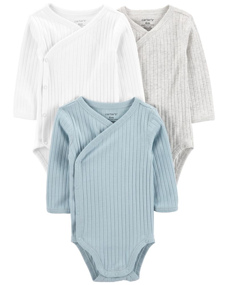 Baby 3-Pack Side-Snap Bodysuits, image 1 of 6 slides