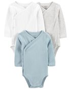 Baby 3-Pack Side-Snap Bodysuits, image 1 of 6 slides