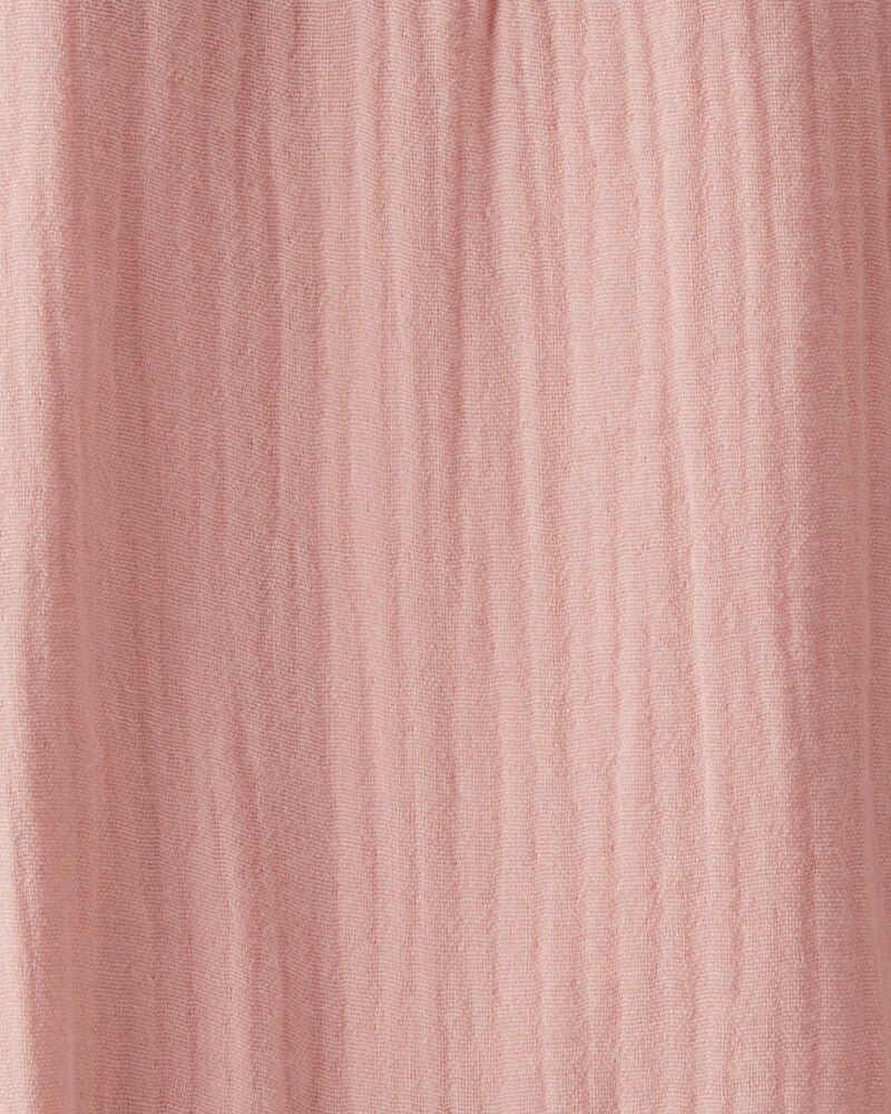 Baby Organic Cotton Gauze Overalls in Pink, image 4 of 5 slides