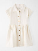 Sweet Cream - Toddler Organic Cotton Button-Front Dress in Cream
