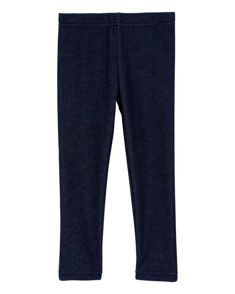 Baby Girl Faux Denim Cozy Fleece Leggings, image 2 of 5 slides