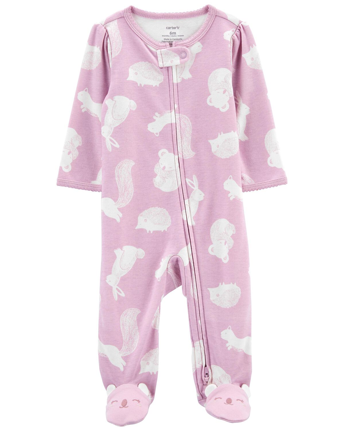 Baby Animal 2-Way Zip Cotton Sleep & Play Pajamas