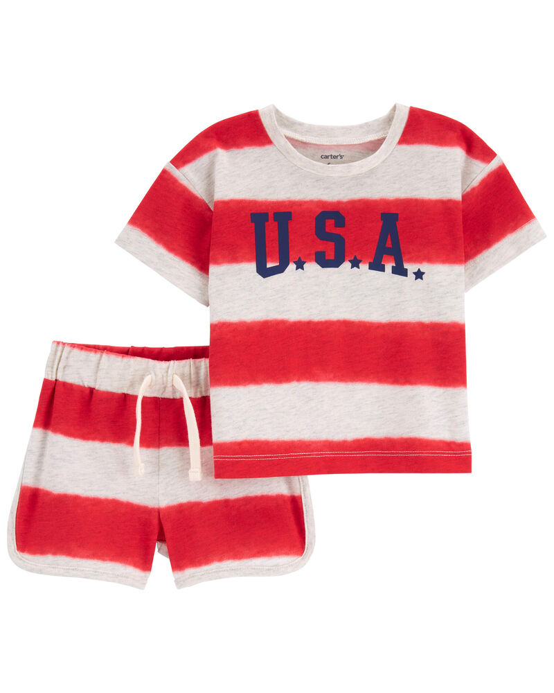 Baby 2-Piece USA Striped Outfit Set, image 1 of 2 slides