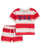 Baby 2-Piece USA Striped Outfit Set, image 1 of 2 slides