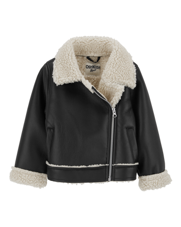 Toddler Faux Leather and Sherpa Jacket , 