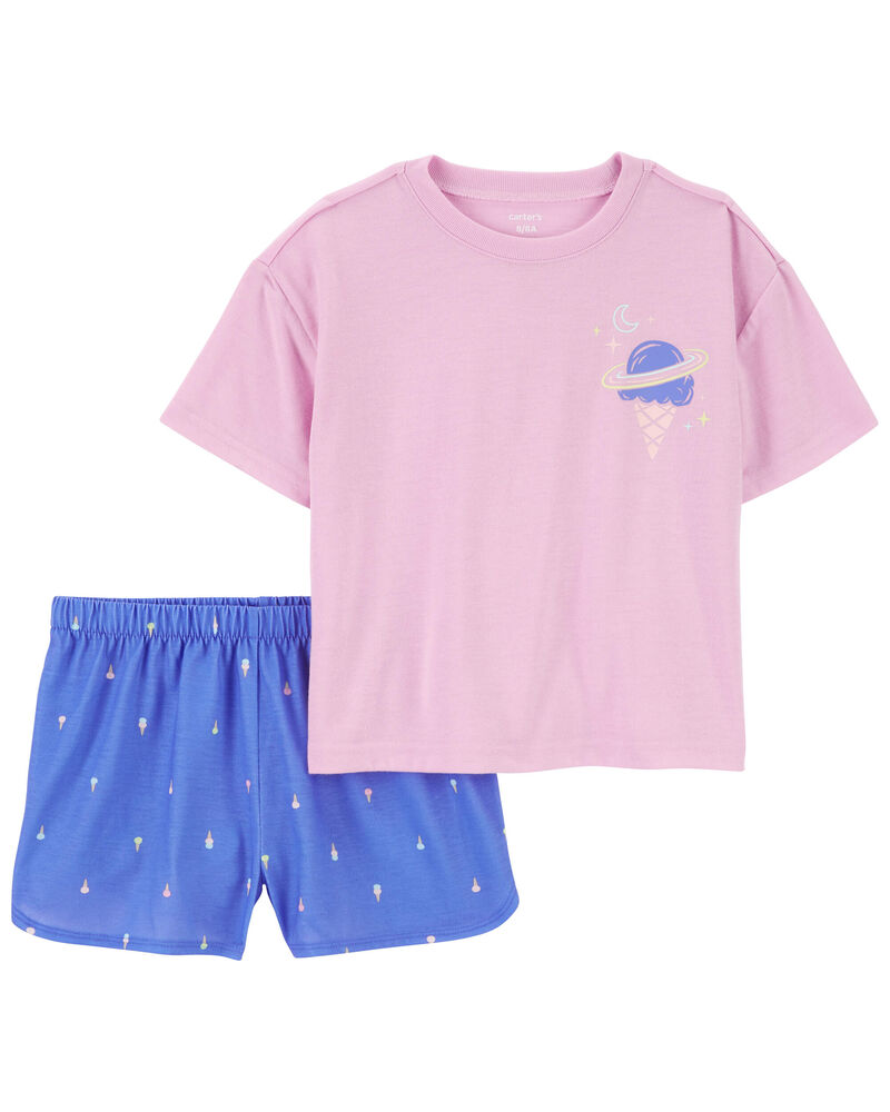 Kid 2-Piece Ice Cream Loose Fit Pajama Set, image 1 of 2 slides