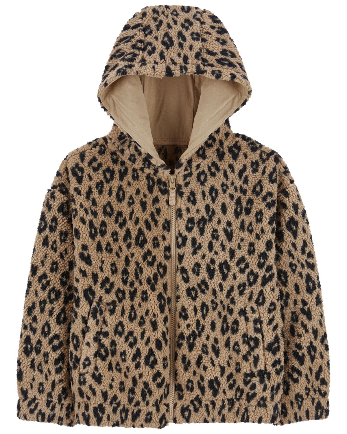 Brown Kid Leopard Sherpa Hoodie | carters.com