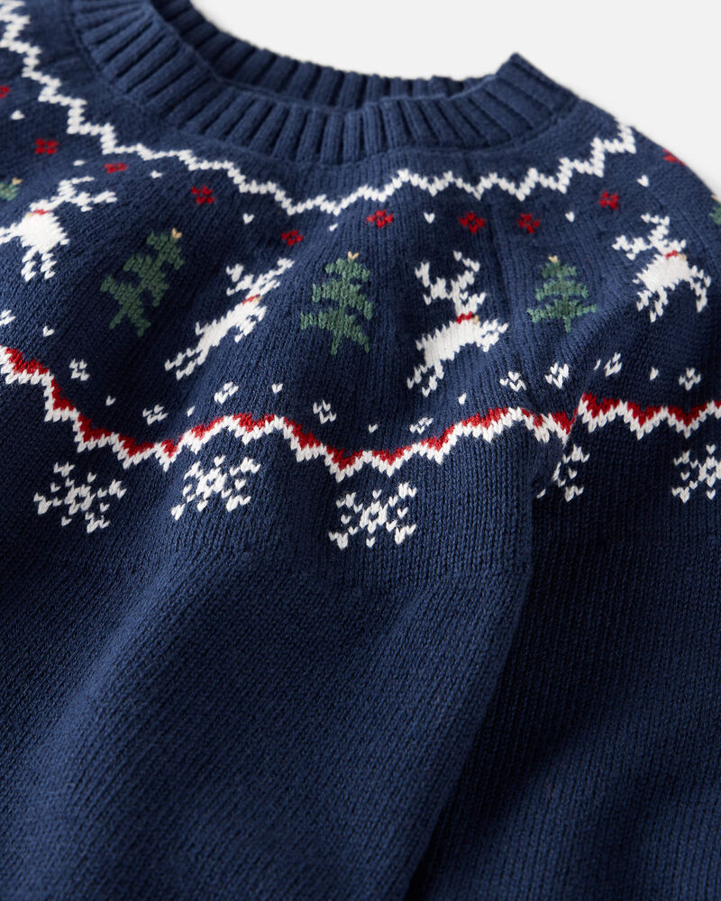 Kid Fair Isle Organic Cotton Sweater, image 2 of 5 slides