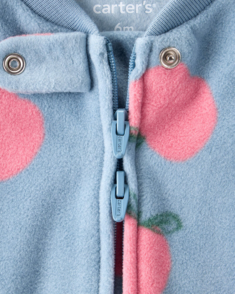 Baby Girl Apple Print Loose Fit Long-Sleeve Sleep & Play - Blue, image 2 of 4 slides