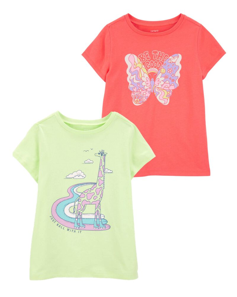 Kid 2-Pack Butterfly & Giraffe Graphic Tees, image 1 of 1 slides
