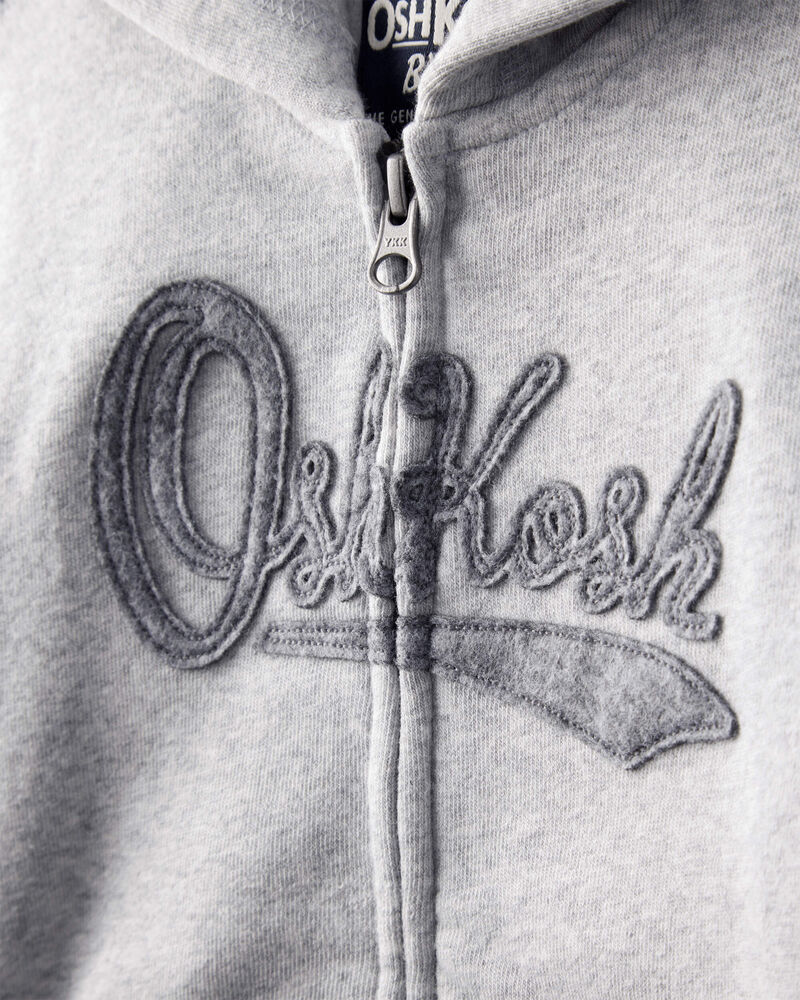Toddler Boy OshKosh Fleece Logo Zip Jacket - Grey, image 2 of 4 slides