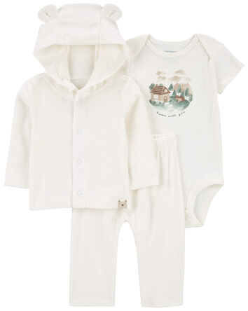 Baby 3-Piece Fuzzy Little Cardigan Set, 