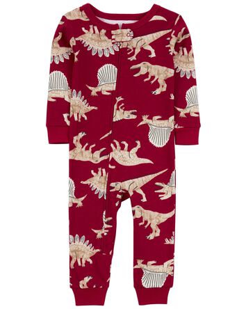 Toddler 1-Piece Dinosaur 100% Snug Fit Cotton Footless Pajamas, 