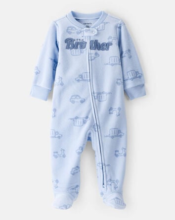 Baby Boy Firetruck Print Loose Fit Long-Sleeve Sleep & Play - Blue, 