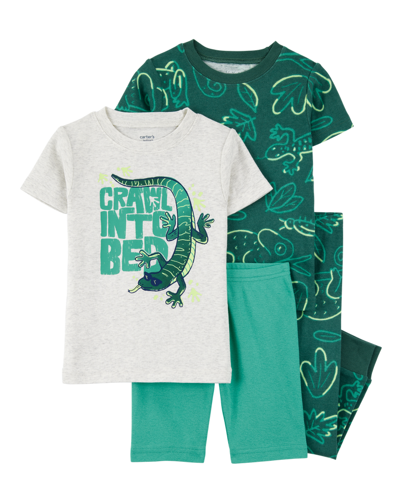 Baby 4-Piece Lizard Cotton Blend Pajamas - Green, image 1 of 4 slides