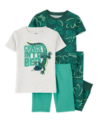 Baby 4-Piece Lizard Cotton Blend Pajamas - Green, image 1 of 4 slides