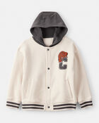 Boys Hooded Varsity Jacket - Cream, image 1 of 4 slides