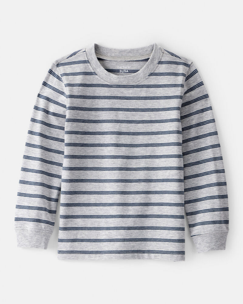 Toddler Boy Striped Long-Sleeve Tee - Grey, image 1 of 3 slides
