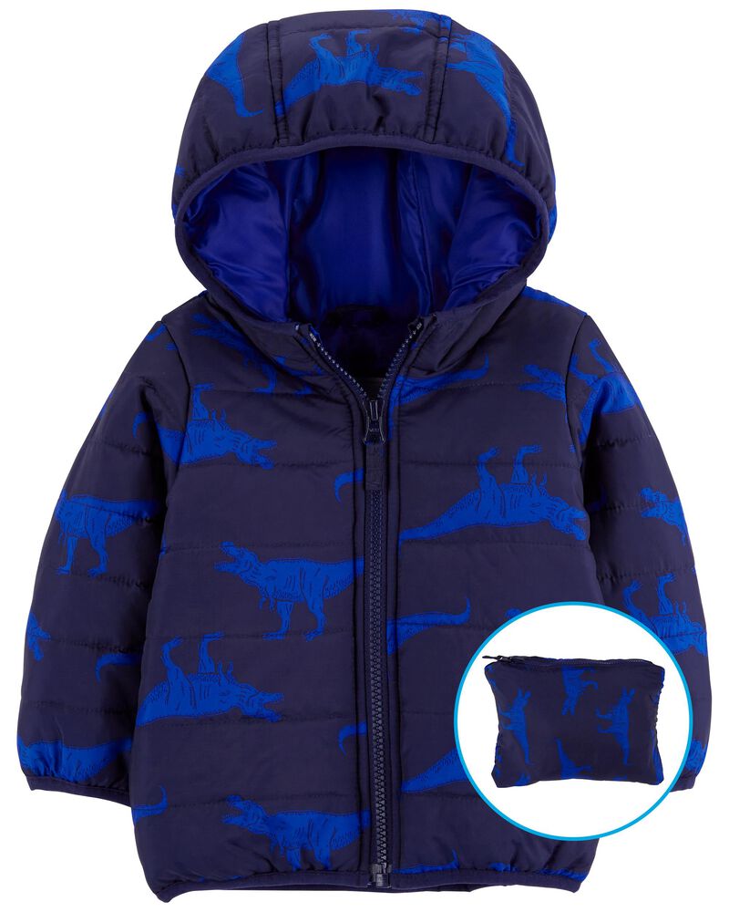 Baby Dinosaur Packable Puffer Jacket, image 1 of 5 slides