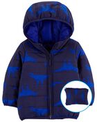 Baby Dinosaur Packable Puffer Jacket, image 1 of 5 slides