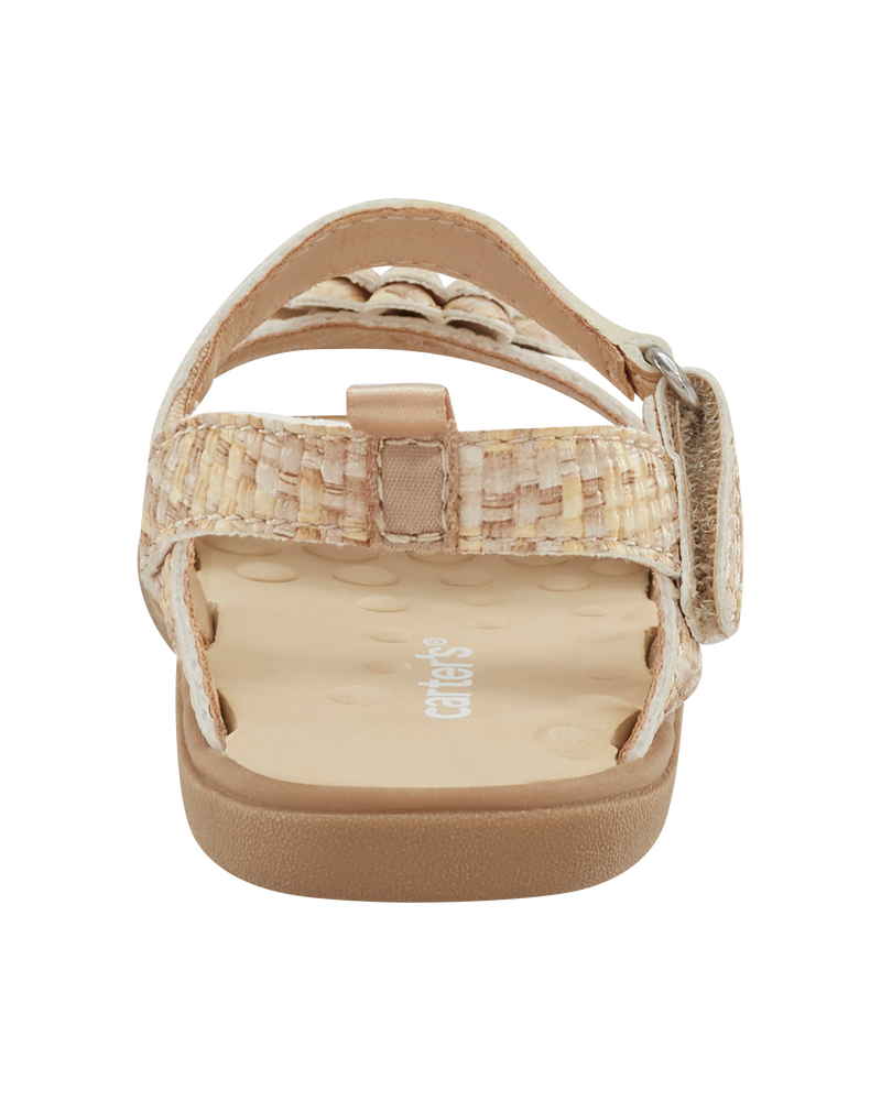 Baby  Every Step® First Walker Woven Flower Accent Sandals - Beige, image 3 of 7 slides