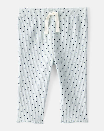 Baby Girl Polka Dot Print Cotton Pull-On Pants - Blue, 