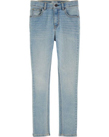 Kid Skinny Leg Faded Light Wash Jeans, 