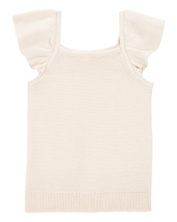 Toddler Girl Flutter-Sleeve Rib Tank - White, 