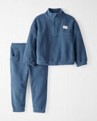 Toddler Microfleece Set Made with Recycled Materials in Dark Sea Blue, image 1 of 4 slides